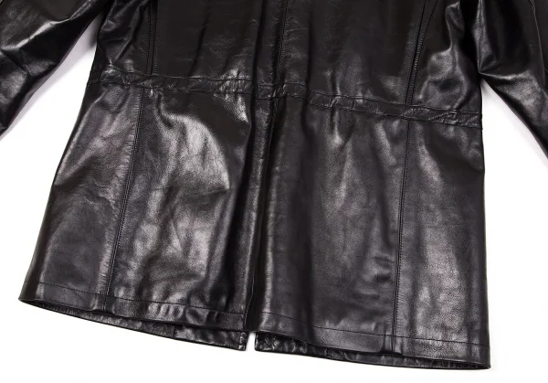 【SALE】ヨウジヤマモト プールオムYohji Yamamoto POUR HOMMEカウレザーririジップハーフコート 黒M K-66638_017