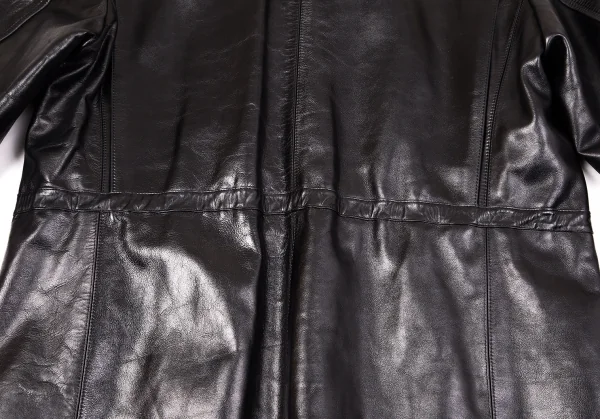 【SALE】ヨウジヤマモト プールオムYohji Yamamoto POUR HOMMEカウレザーririジップハーフコート 黒M K-66638_018