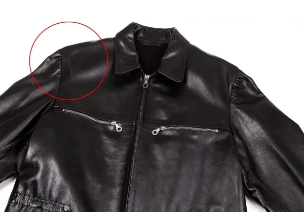 【SALE】ヨウジヤマモト プールオムYohji Yamamoto POUR HOMMEカウレザーririジップハーフコート 黒M K-66638_004