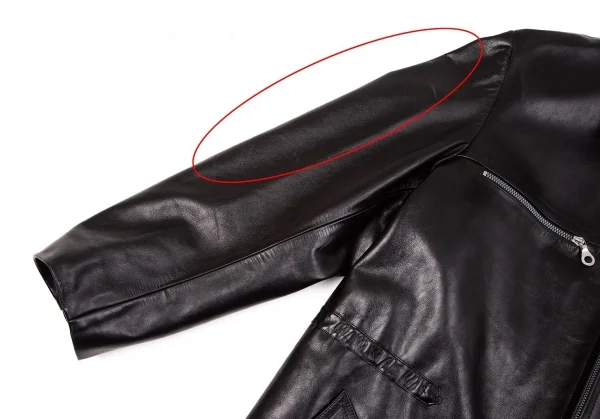 【SALE】ヨウジヤマモト プールオムYohji Yamamoto POUR HOMMEカウレザーririジップハーフコート 黒M K-66638_006