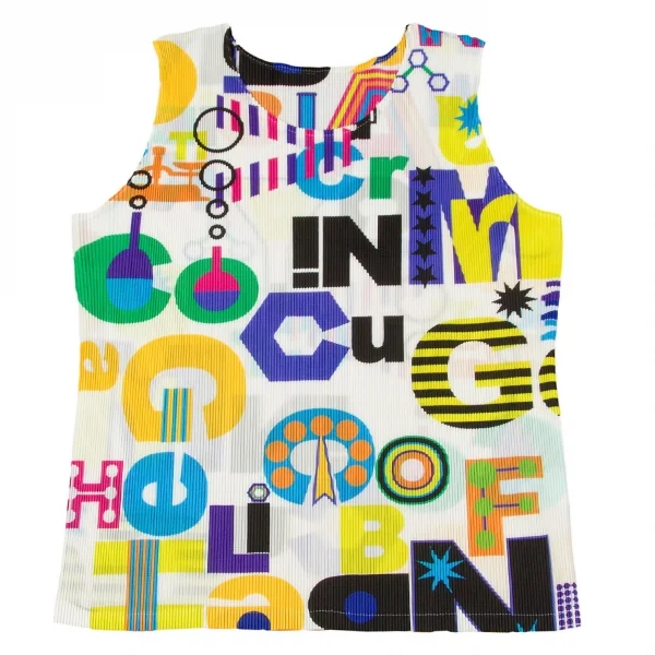 PLEATS PLEASE Textured Printed Sleeveless Shirt K-66683_002