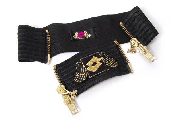 【SALE】ドレスキャンプ×ロットDRESSCAMP×LOTTO ジップデザインリブニットベルト 黒ゴールド K-66772_004