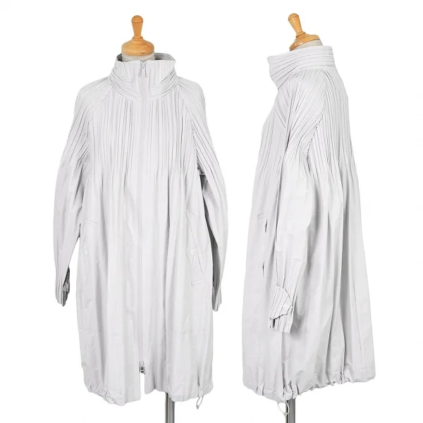 PLEATS PLEASE Upper Pleats Double Zip Coat Grey 3 K-66808_001