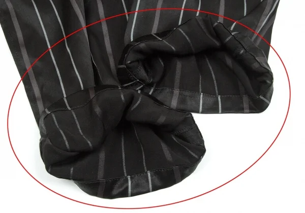 【SALE】ヨウジヤマモト プールオムYohji Yamamoto POUR HOMME レーヨンストライプ光沢パンツ 黒2 K-66914_010