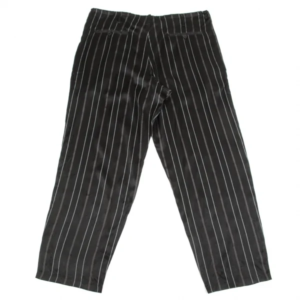 【SALE】ヨウジヤマモト プールオムYohji Yamamoto POUR HOMME レーヨンストライプ光沢パンツ 黒2 K-66914_013