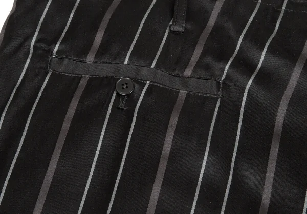 【SALE】ヨウジヤマモト プールオムYohji Yamamoto POUR HOMME レーヨンストライプ光沢パンツ 黒2 K-66914_015