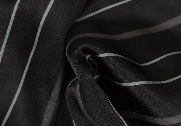 【SALE】ヨウジヤマモト プールオムYohji Yamamoto POUR HOMME レーヨンストライプ光沢パンツ 黒2 K-66914_017