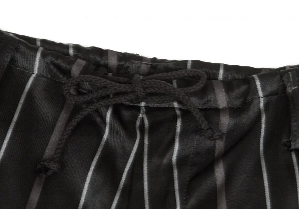 【SALE】ヨウジヤマモト プールオムYohji Yamamoto POUR HOMME レーヨンストライプ光沢パンツ 黒2 K-66914_003