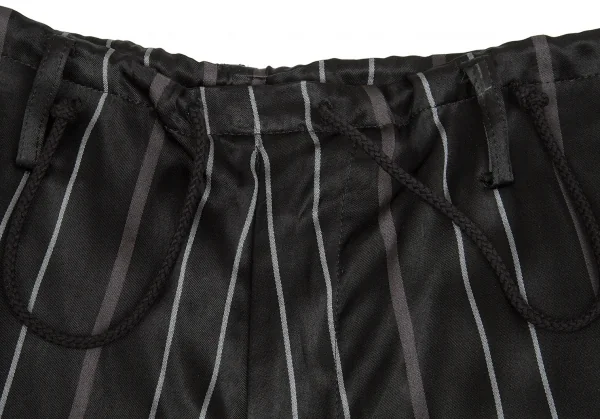 【SALE】ヨウジヤマモト プールオムYohji Yamamoto POUR HOMME レーヨンストライプ光沢パンツ 黒2 K-66914_004