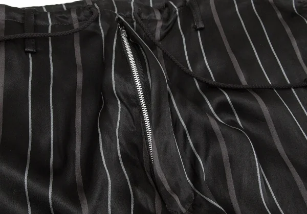 【SALE】ヨウジヤマモト プールオムYohji Yamamoto POUR HOMME レーヨンストライプ光沢パンツ 黒2 K-66914_006