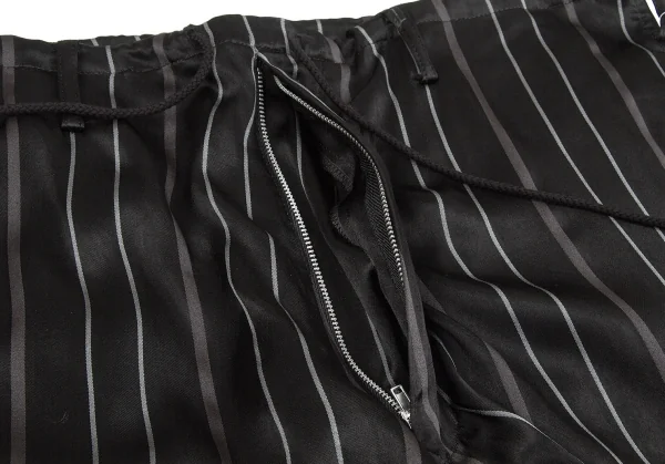 【SALE】ヨウジヤマモト プールオムYohji Yamamoto POUR HOMME レーヨンストライプ光沢パンツ 黒2 K-66914_007