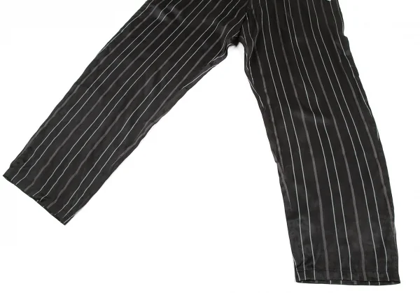 【SALE】ヨウジヤマモト プールオムYohji Yamamoto POUR HOMME レーヨンストライプ光沢パンツ 黒2 K-66914_009