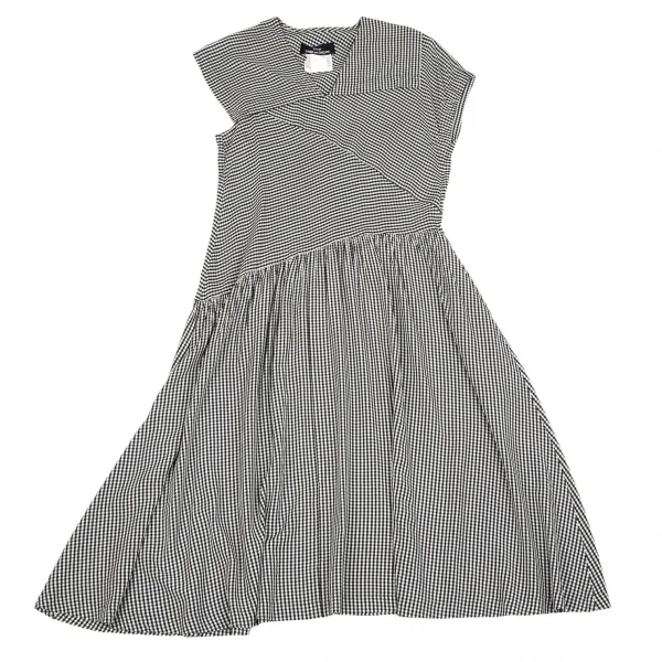 【SALE】トリコ コムデギャルソンtricot COMME des GARCONS ギンガムチェック切替レーヨンワンピース 黒白M位 K-66960_002