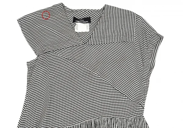 【SALE】トリコ コムデギャルソンtricot COMME des GARCONS ギンガムチェック切替レーヨンワンピース 黒白M位 K-66960_003