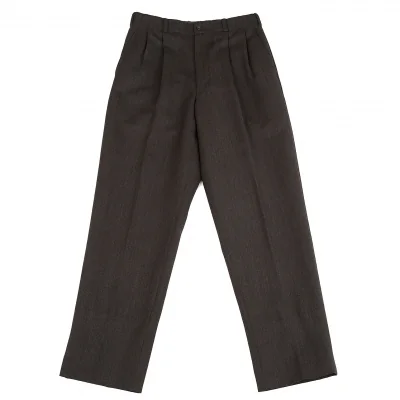 イッセイミヤケISSEY MIYAKE ミヤケデザインスタジオ MIYAKE DESIGN STUDIO ウールツータックパンツ 濃茶