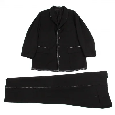 ワイズフォーメンY's for men リフレクターステッチパイピングウールギャバスーツ 黒