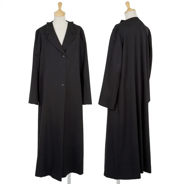 HOMMA Wool Gabardine Cutting Collar Coat Black S-M K-67010_001