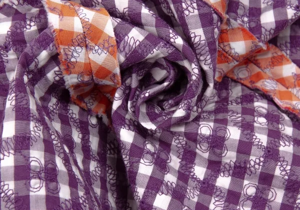 【SALE】ホンマHOMMA バイアスチェックステッチ刺繍インサイドアウトスカート 紫白オレンジ2 K-67013_010