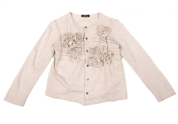 【SALE】トリコ コムデギャルソンtricot COMME des GARCONS リネンコットン断ち切りモチーフカーディガン 杢ベージュM位 K-67064_002