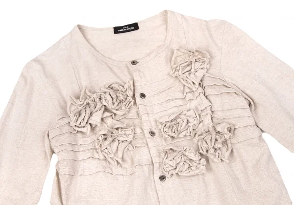 【SALE】トリコ コムデギャルソンtricot COMME des GARCONS リネンコットン断ち切りモチーフカーディガン 杢ベージュM位 K-67064_003