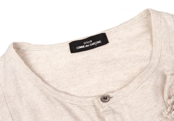 【SALE】トリコ コムデギャルソンtricot COMME des GARCONS リネンコットン断ち切りモチーフカーディガン 杢ベージュM位 K-67064_004