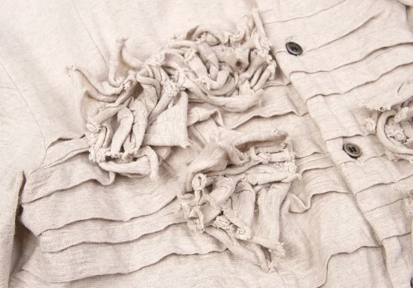 【SALE】トリコ コムデギャルソンtricot COMME des GARCONS リネンコットン断ち切りモチーフカーディガン 杢ベージュM位 K-67064_006