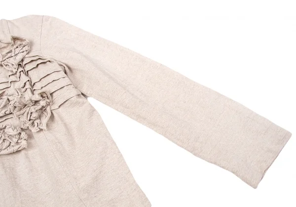 【SALE】トリコ コムデギャルソンtricot COMME des GARCONS リネンコットン断ち切りモチーフカーディガン 杢ベージュM位 K-67064_007