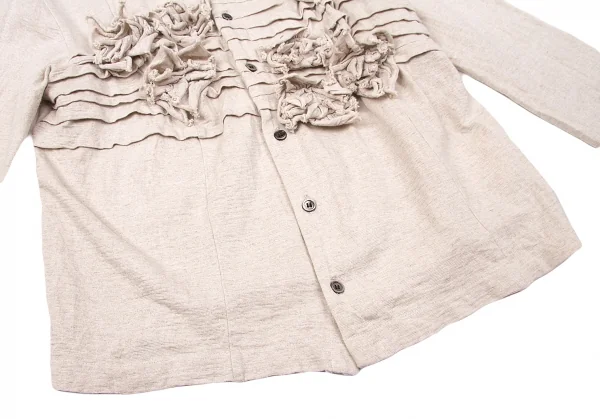 【SALE】トリコ コムデギャルソンtricot COMME des GARCONS リネンコットン断ち切りモチーフカーディガン 杢ベージュM位 K-67064_009