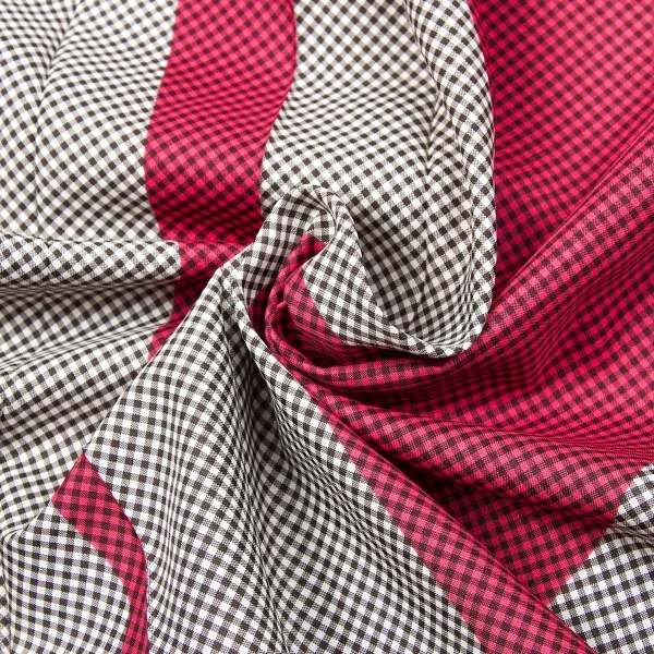 【SALE】イッセイミヤケ ミーISSEY MIYAKE me ギンガムチェックプリントボックスシルエットトップス 濃ピンク黒白M位 K-67084_010