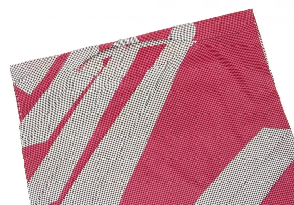 【SALE】イッセイミヤケ ミーISSEY MIYAKE me ギンガムチェックプリントボックスシルエットトップス 濃ピンク黒白M位 K-67084_003