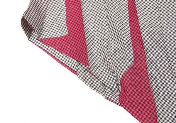 【SALE】イッセイミヤケ ミーISSEY MIYAKE me ギンガムチェックプリントボックスシルエットトップス 濃ピンク黒白M位 K-67084_005