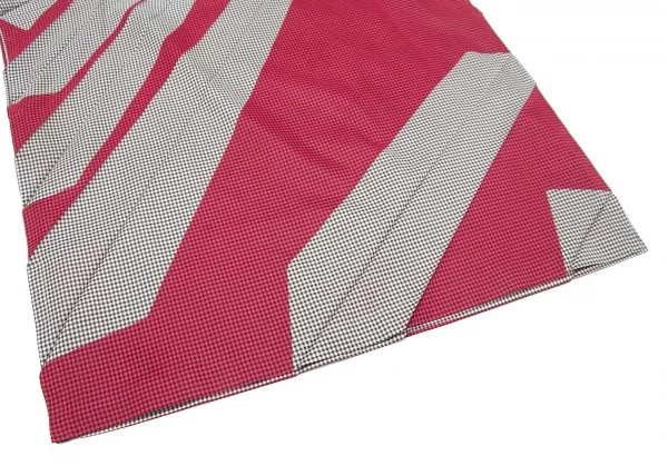 【SALE】イッセイミヤケ ミーISSEY MIYAKE me ギンガムチェックプリントボックスシルエットトップス 濃ピンク黒白M位 K-67084_006