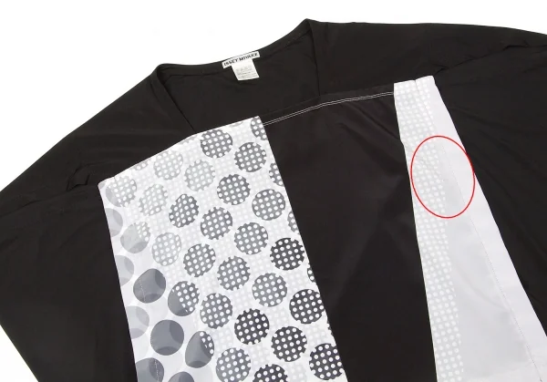 【SALE】イッセイミヤケISSEY MIYAKE ドットプリント切替ボックスシルエットトップス 黒白M位 K-67085_003