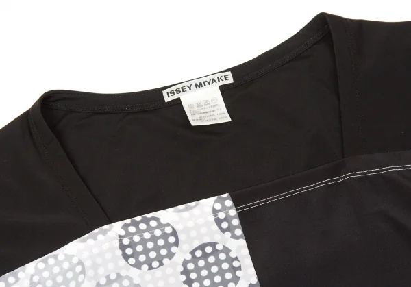 【SALE】イッセイミヤケISSEY MIYAKE ドットプリント切替ボックスシルエットトップス 黒白M位 K-67085_005