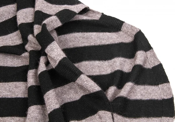 【SALE】アツロウタヤマATSURO TAYAMA 裾リブ切替ボーダーニットチュニック 杢モカ黒36 K-67092_005