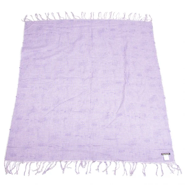 【SALE】フラボアFRAPBOIS 猫プリント裏ギンガムチェックストール パープル生成り K-67124_004