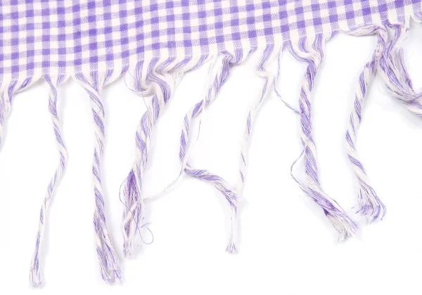 【SALE】フラボアFRAPBOIS 猫プリント裏ギンガムチェックストール パープル生成り K-67124_005