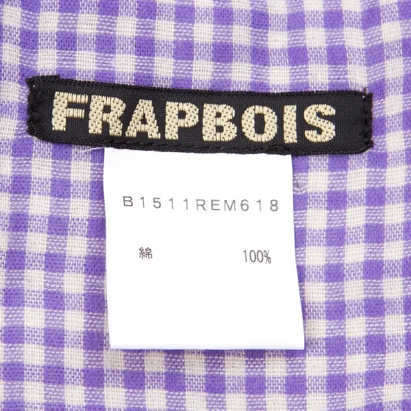 【SALE】フラボアFRAPBOIS 猫プリント裏ギンガムチェックストール パープル生成り K-67124_007
