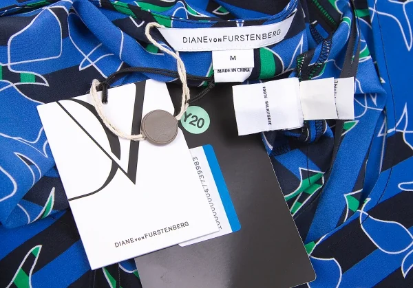 新品!【SALE】ダイアンフォンファステンバーグDIANE VON FURSTENBERG シルクグラフィックプリントストライプノースリーブ 青他M K-67208_011
