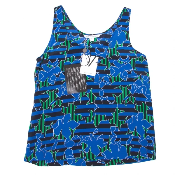 新品!【SALE】ダイアンフォンファステンバーグDIANE VON FURSTENBERG シルクグラフィックプリントストライプノースリーブ 青他M K-67208_002