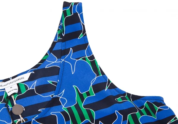 新品!【SALE】ダイアンフォンファステンバーグDIANE VON FURSTENBERG シルクグラフィックプリントストライプノースリーブ 青他M K-67208_004