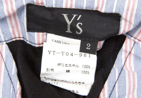 【SALE】ワイズY's ストライプ切替シワ加工ハーフパンツ 黒2 K-67243_017