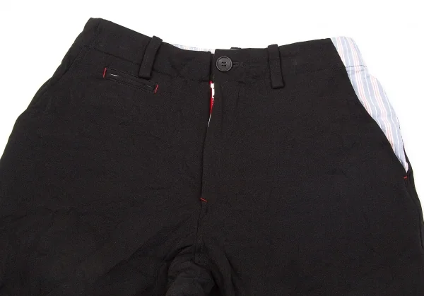 【SALE】ワイズY's ストライプ切替シワ加工ハーフパンツ 黒2 K-67243_002