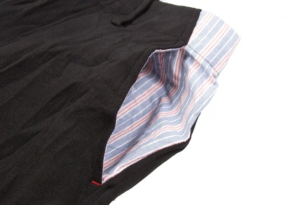 【SALE】ワイズY's ストライプ切替シワ加工ハーフパンツ 黒2 K-67243_005