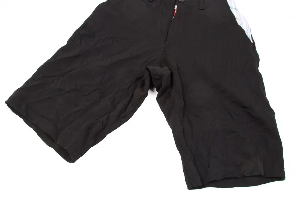 【SALE】ワイズY's ストライプ切替シワ加工ハーフパンツ 黒2 K-67243_007