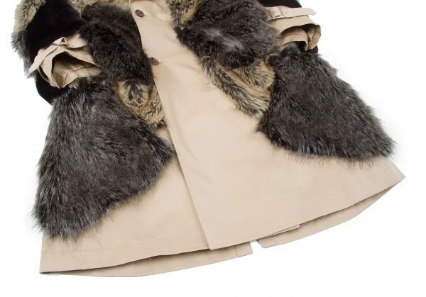 新品!【SALE】ジュンヤワタナベ コムデギャルソンJUNYA WATANABE COMME des GARCONS ファー装飾デザイントレンチポンチョコート ベージュS K-67304_010