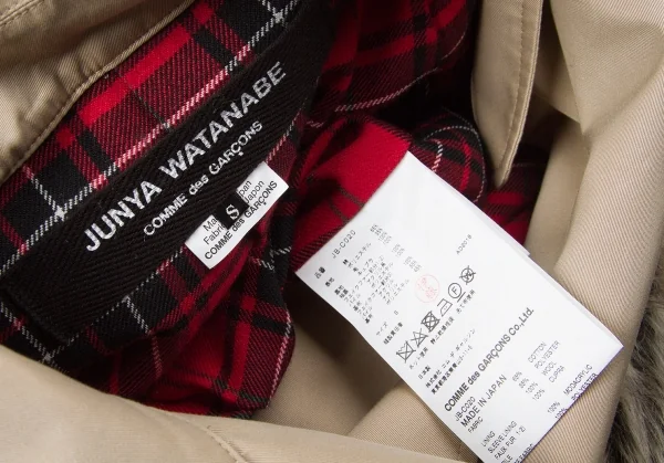 新品!【SALE】ジュンヤワタナベ コムデギャルソンJUNYA WATANABE COMME des GARCONS ファー装飾デザイントレンチポンチョコート ベージュS K-67304_017
