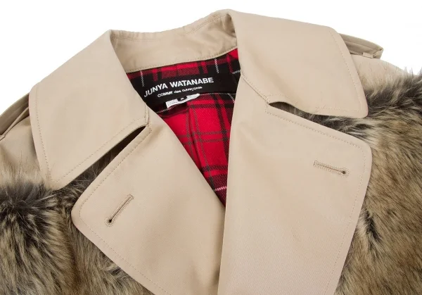新品!【SALE】ジュンヤワタナベ コムデギャルソンJUNYA WATANABE COMME des GARCONS ファー装飾デザイントレンチポンチョコート ベージュS K-67304_005