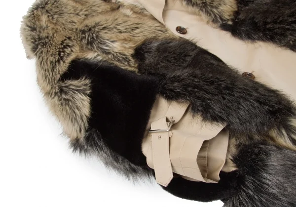 新品!【SALE】ジュンヤワタナベ コムデギャルソンJUNYA WATANABE COMME des GARCONS ファー装飾デザイントレンチポンチョコート ベージュS K-67304_007