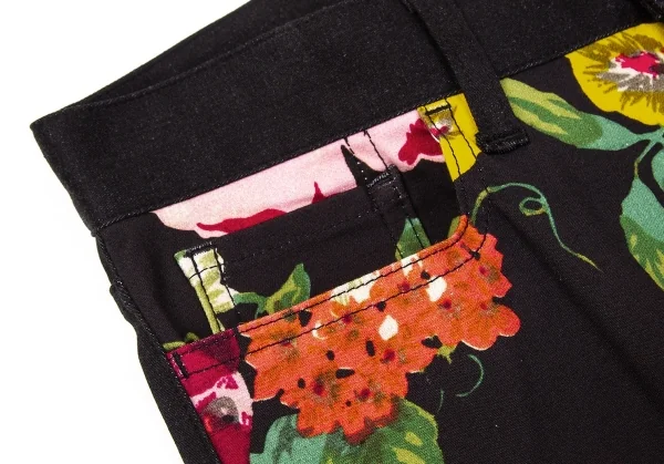 新品!【SALE】新品！ジュンヤワタナベ コムデギャルソンJUNYA WATANABE COMME des GARCONS花柄プリントストレッチパンツ 黒M K-67310_003